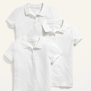 Girls NWT Old Navy 3 Pack White Polo Short Sleeve Top Size Large 10-12 *